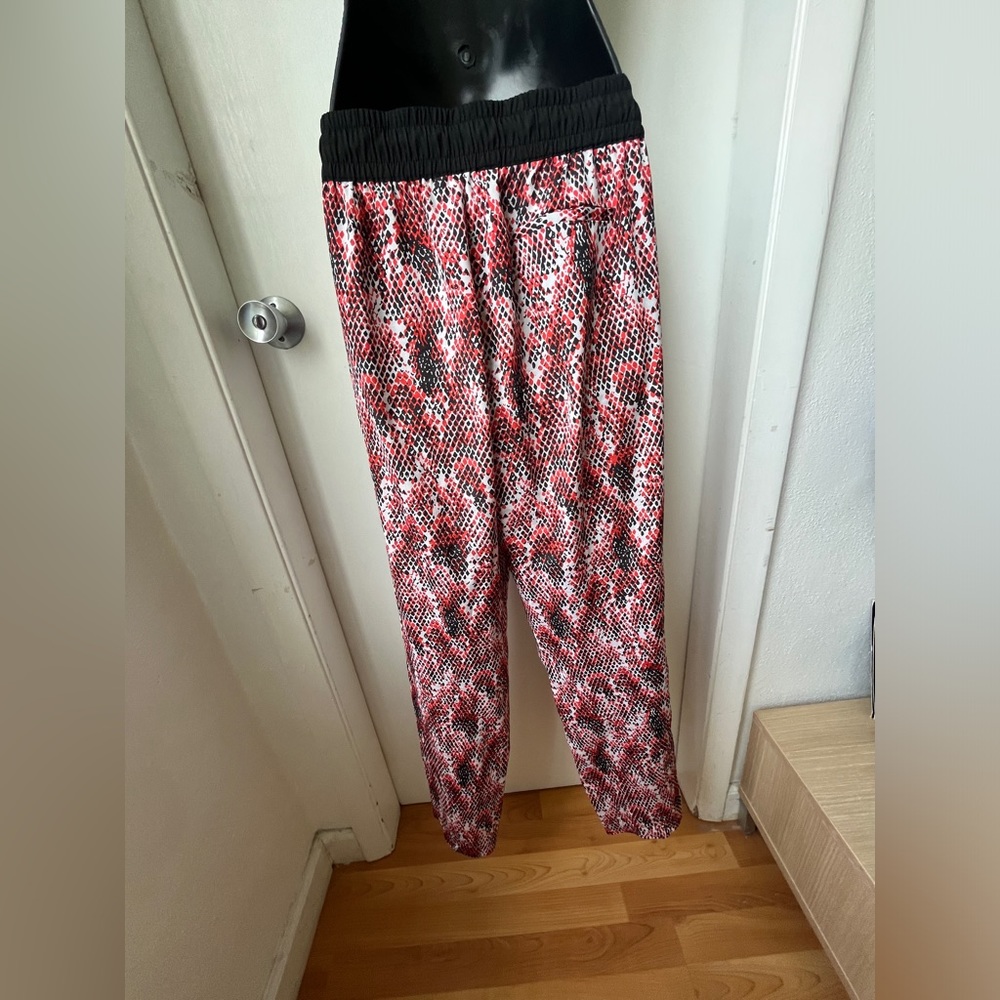Calvin Klein Jogger Pants Red Black White Snake Print Drawstring Pants SZ S - Picture 8 of 15